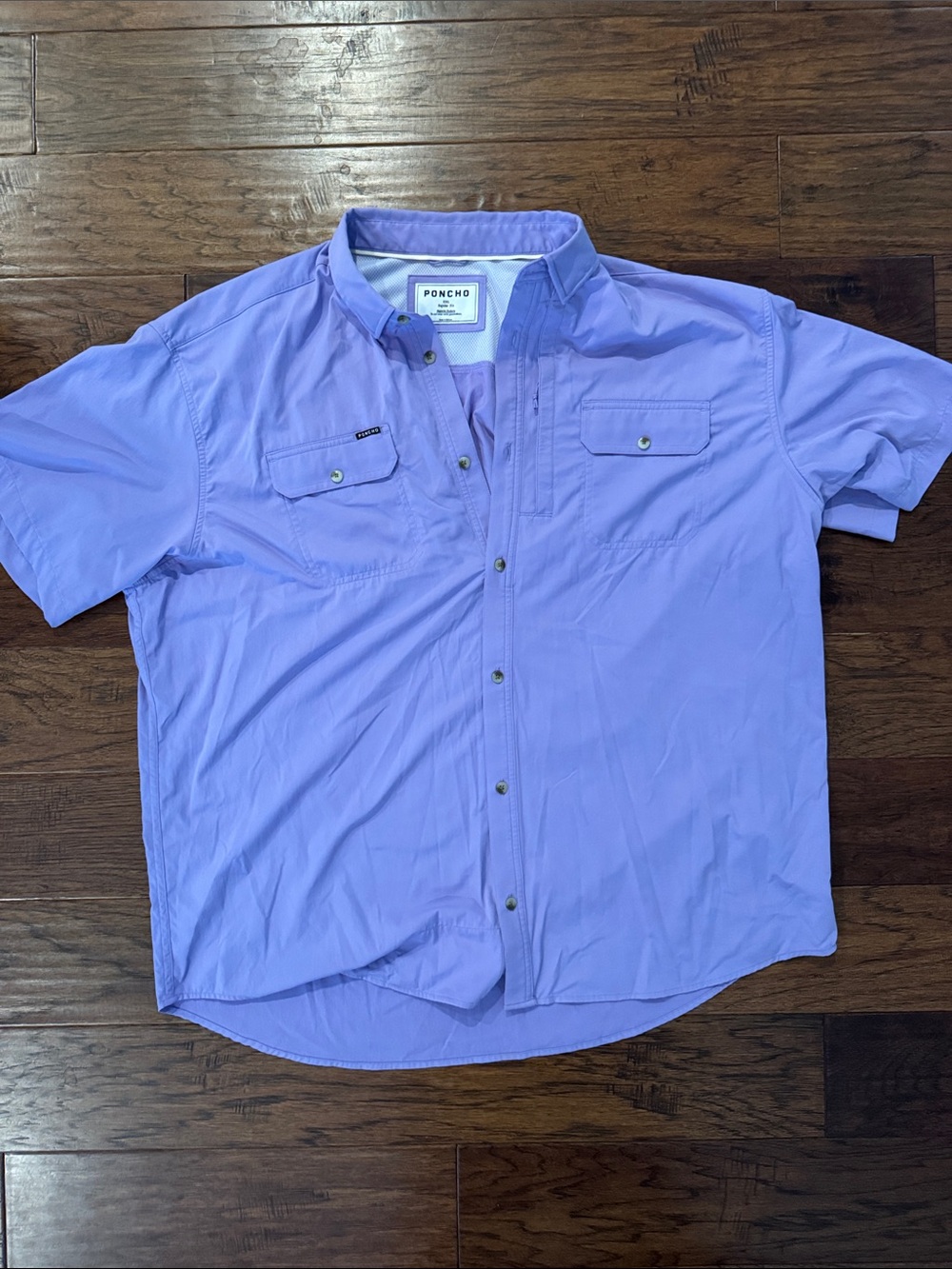 Men’s Poncho Short Sleeve Button-Down Shirt in Lavender